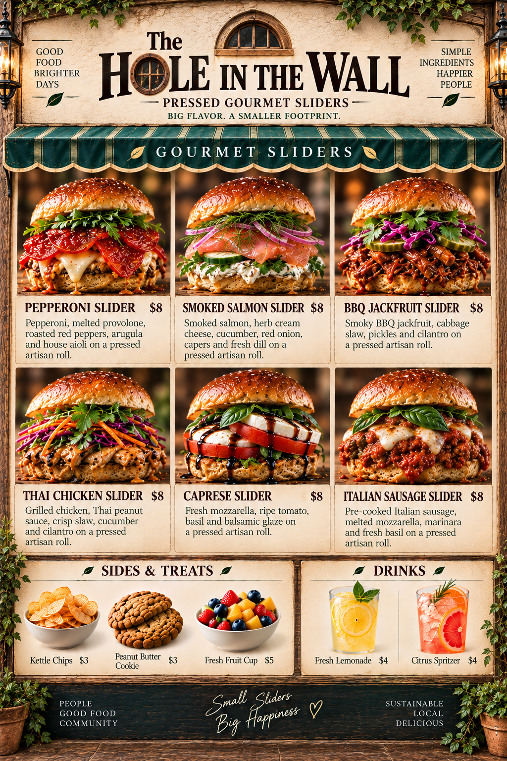 The Hole in the Wall full-color menu